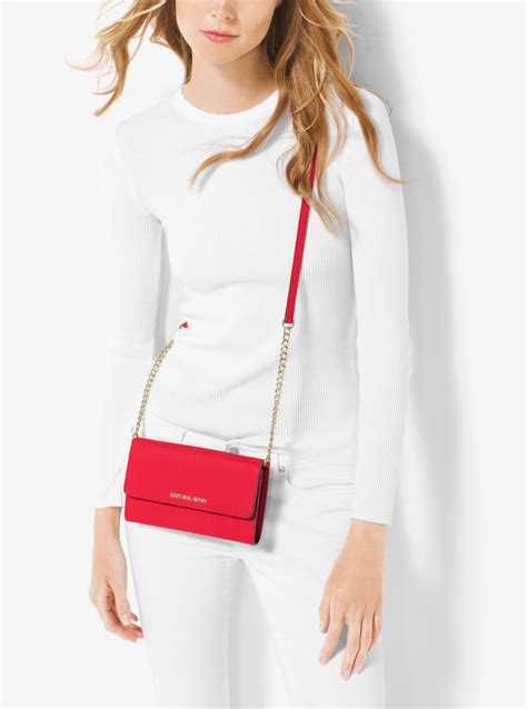 michael kors jet set travel saffiano leather smartphone cross body|Michael Kors lg ew crossbody.